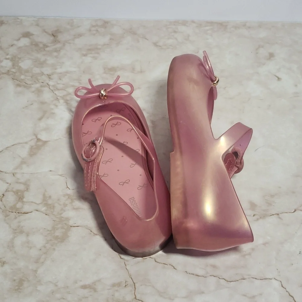 Mini Melissa Pink Mary Jane Flats with Bow Size  11